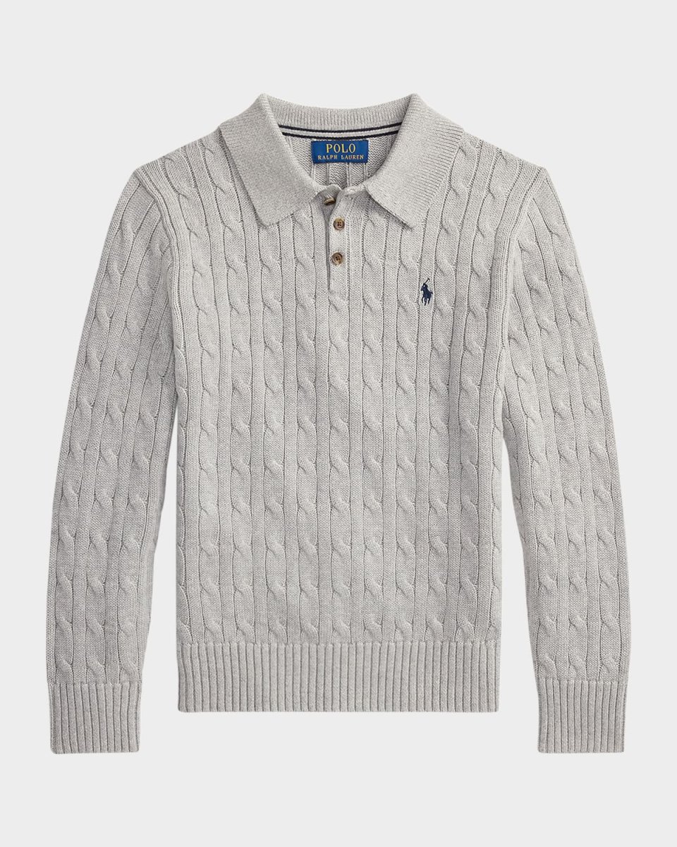 Boy's Cable-Knit Cotton Sweater, Size S-XL
